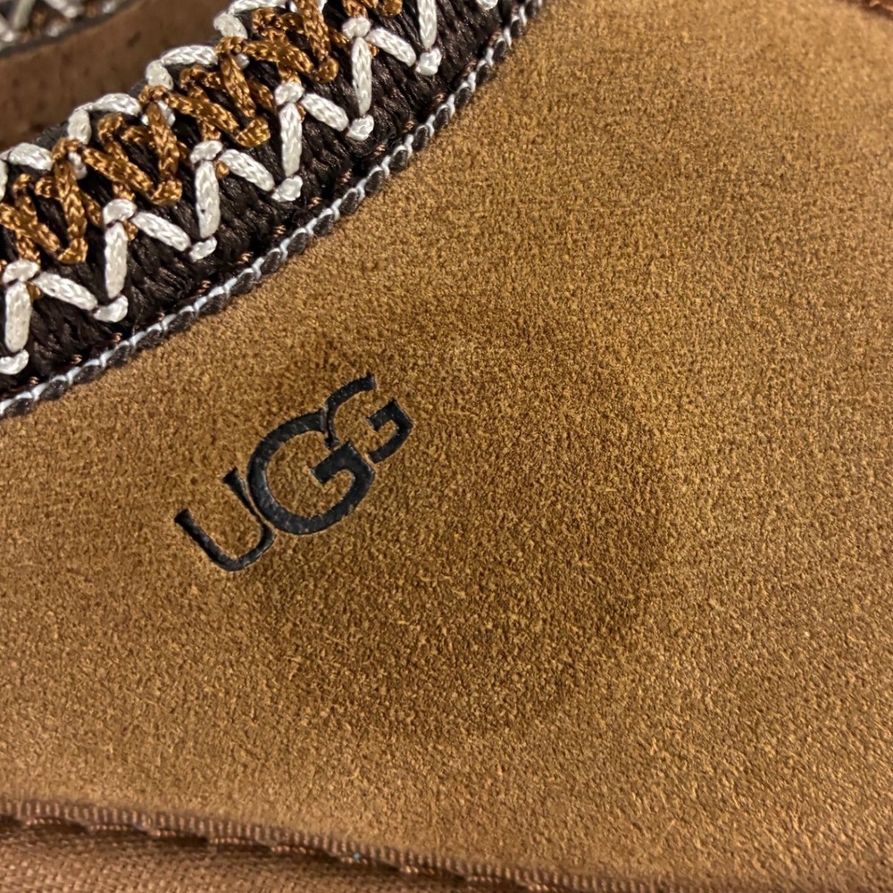 UGG Tasman Slipper Chestnut Suede Embroidered Braid 5955 Womens Size 6 - Picture 7 of 8